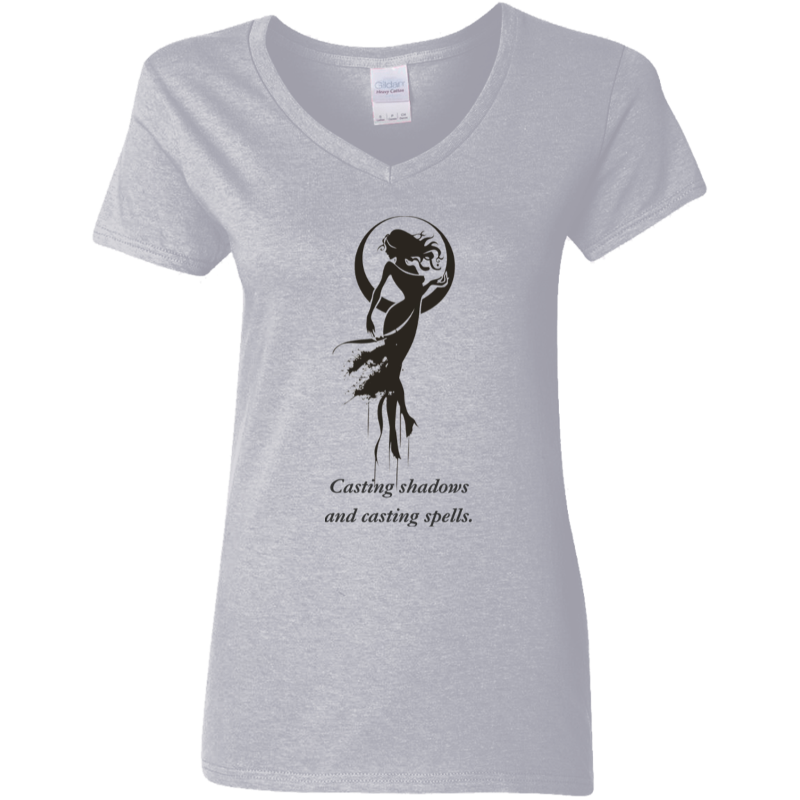 Casting shadows and casting spells gray graphic T shirt. from BLK Moon Shop