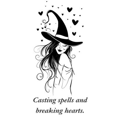 Casting spells and breaking hearts, graphic design from Blk Moon shop.