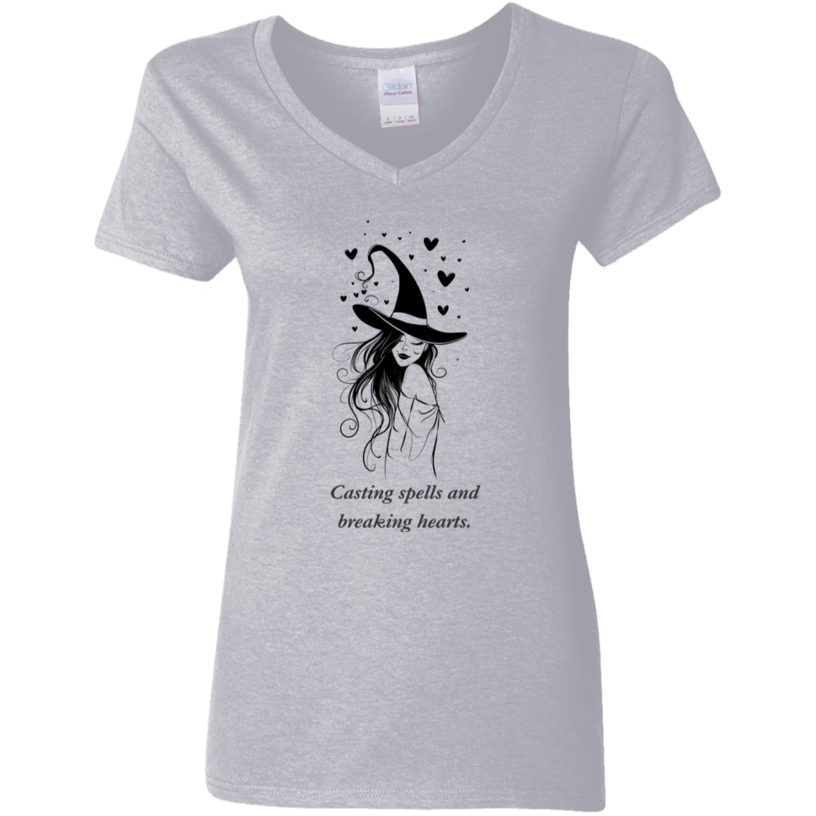 Casting spells and breaking hearts, women's gray graphic T shirt  from BLK Moon Shop
