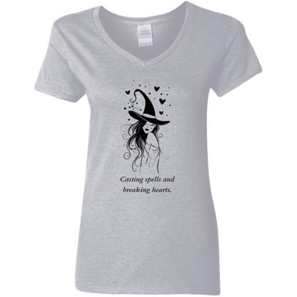 Casting spells and breaking hearts, women's gray graphic T shirt  from BLK Moon Shop