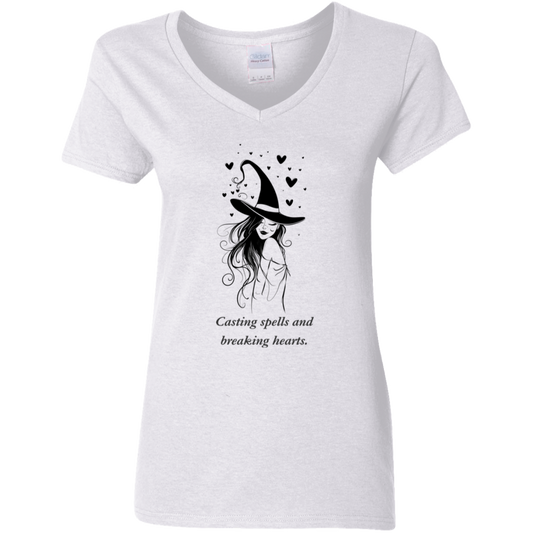 Casting spells and breaking hearts, women's white graphic T shirt  from BLK Moon Shop