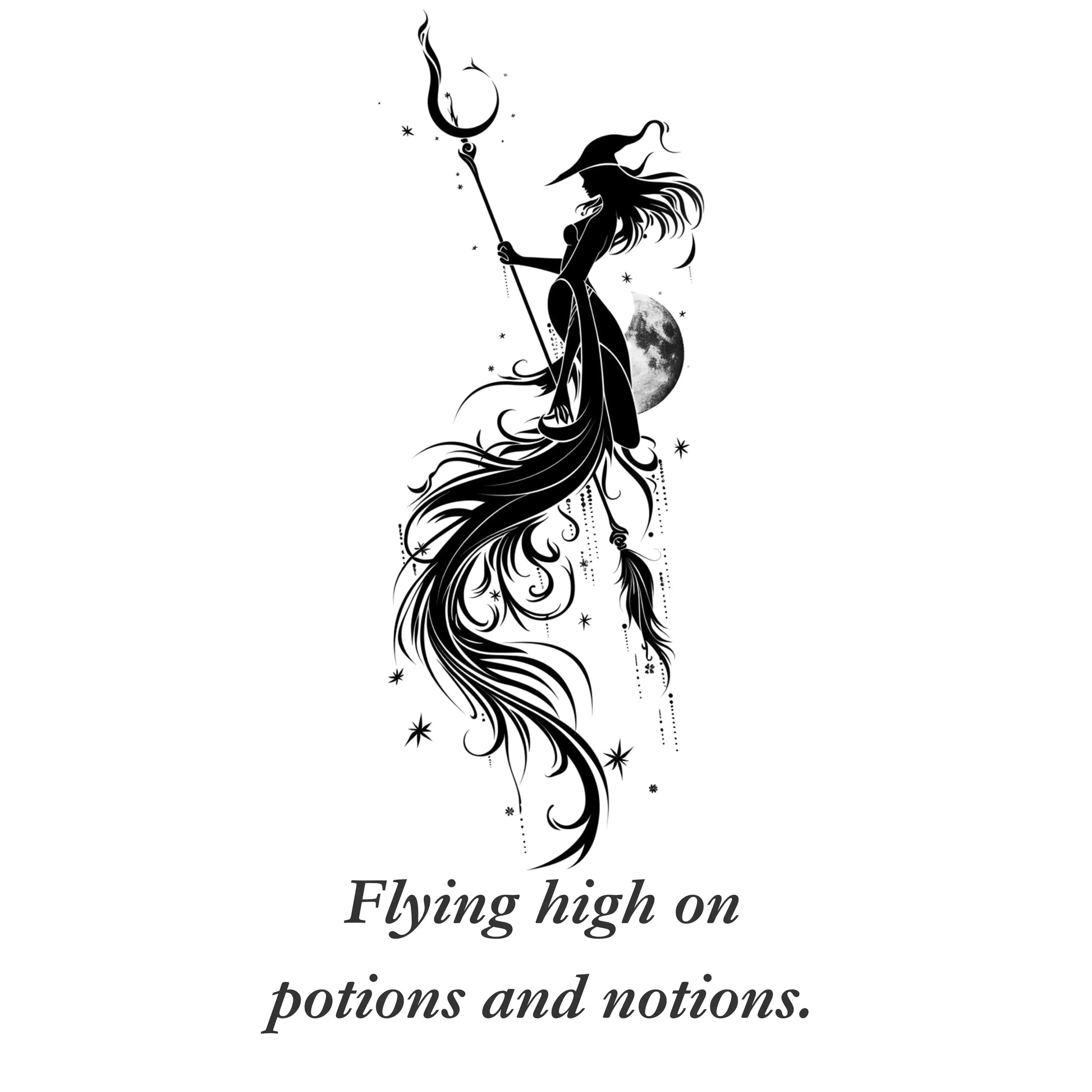 Flying high on Potions and notions graphic design from Blk Moon Shop.