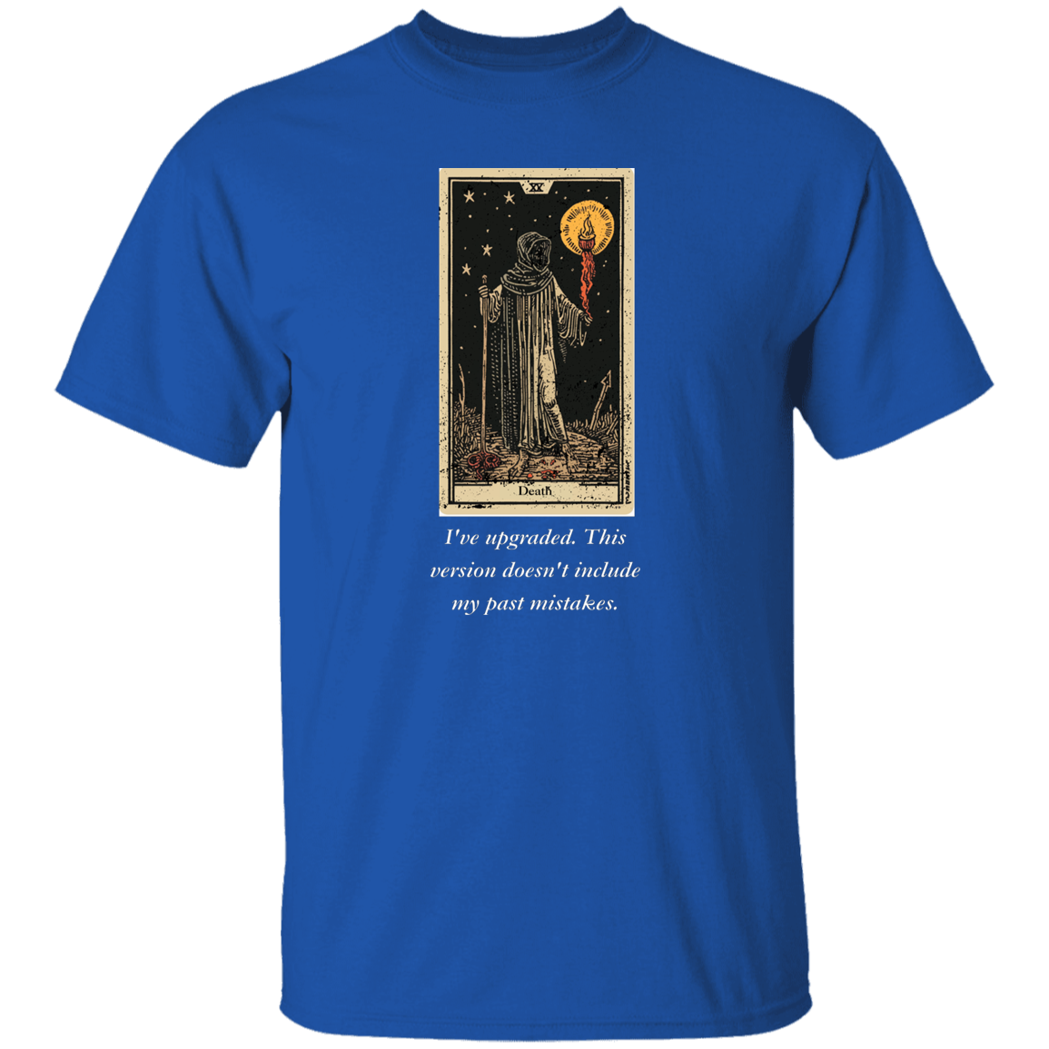 Funny, death men's blue tarot card T shirt from BLK Moon Shop