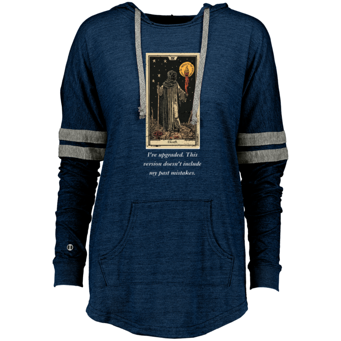 Funny death women's navy tarot card hoodie pullover from BLK Moon Shop