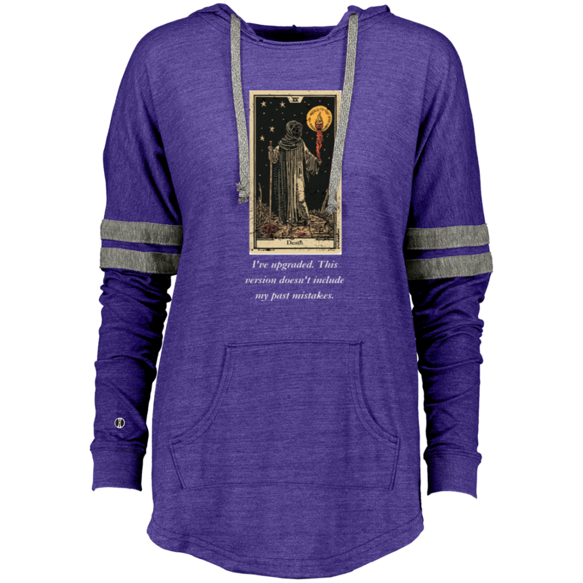 Funny death women's purple tarot card hoodie pullover from BLK Moon Shop