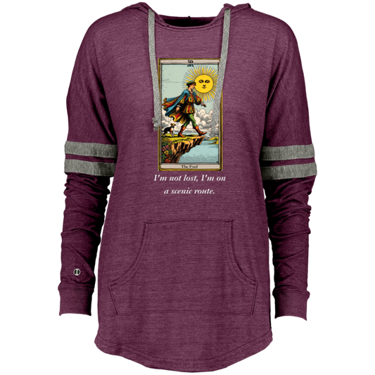 Funny the fool women's maroon tarot card hoodie pullover from BLK Moon Shop
