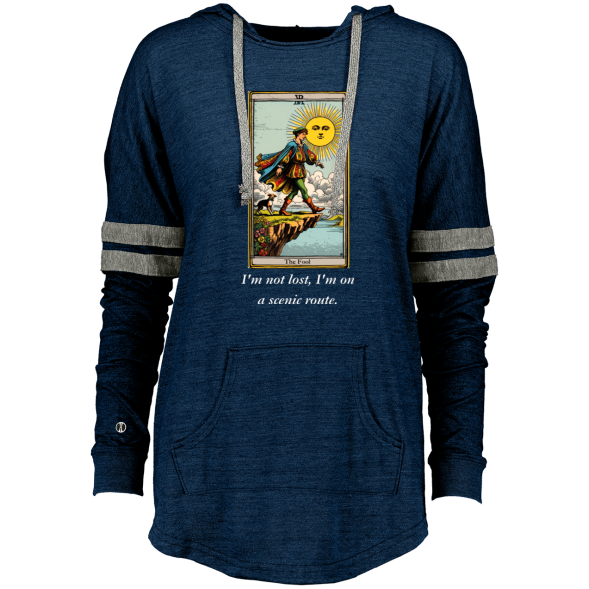 Funny the fool women's navy tarot card hoodie pullover from BLK Moon Shop
