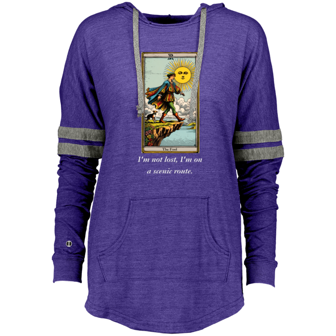 Funny the fool women's purple tarot card hoodie pullover from BLK Moon Shop