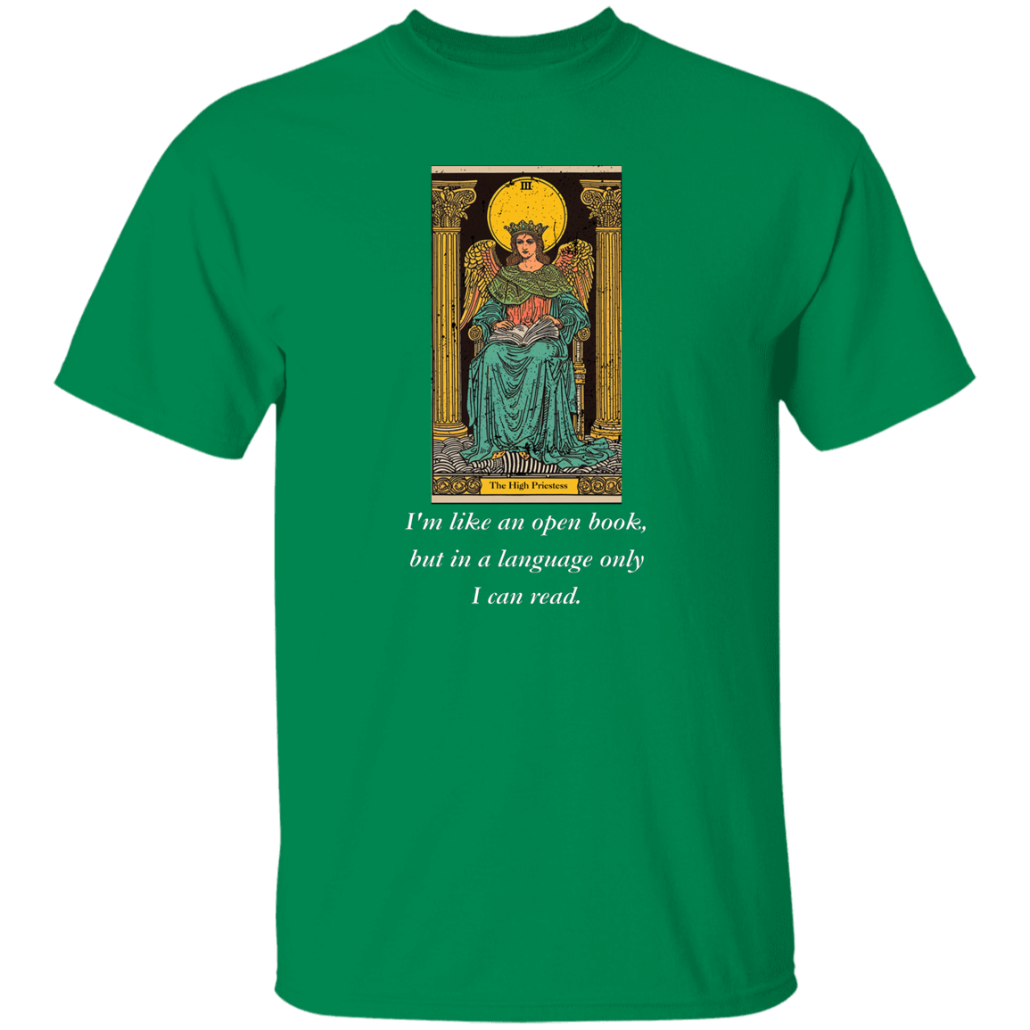 Funny the high priestess men's green tarot card T shirt from BLK Moon Shop