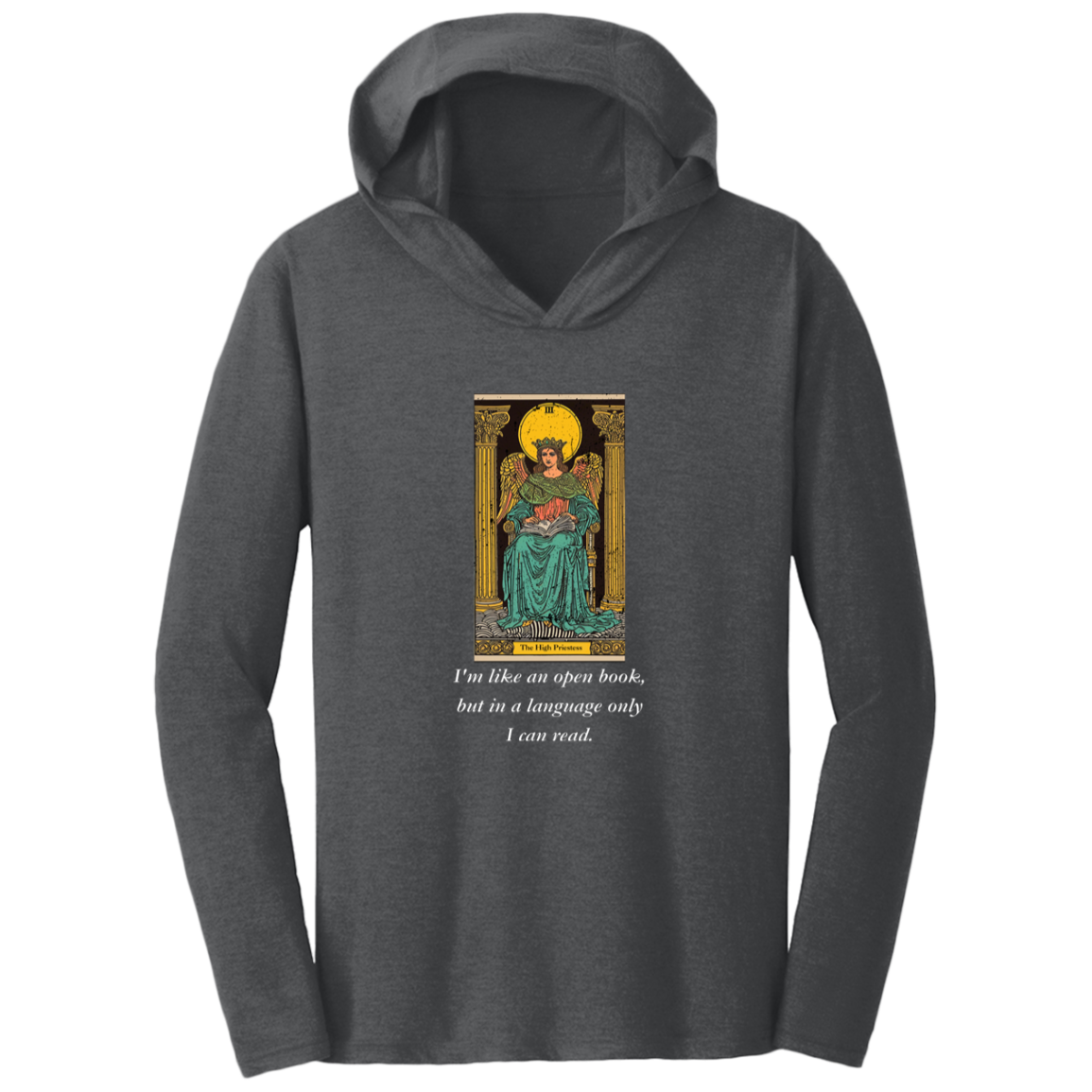 Funny, the high priestess tarot card, charcoal gray men's hoodie from BLK Moon Shop