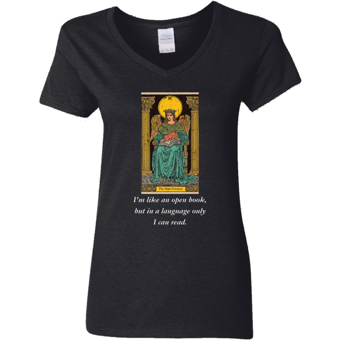 Funny the high priestess women's black tarot card T shirt from BLK Moon Shop