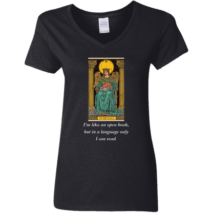 Funny the high priestess women's black tarot card T shirt from BLK Moon Shop
