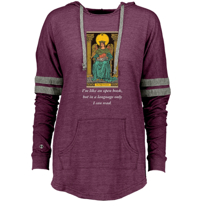 Funny the high priestess women's maroon tarot card hoodie pullover from BLK Moon Shop