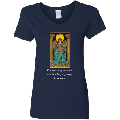 Funny the high priestess women's navy tarot card T shirt from BLK Moon Shop