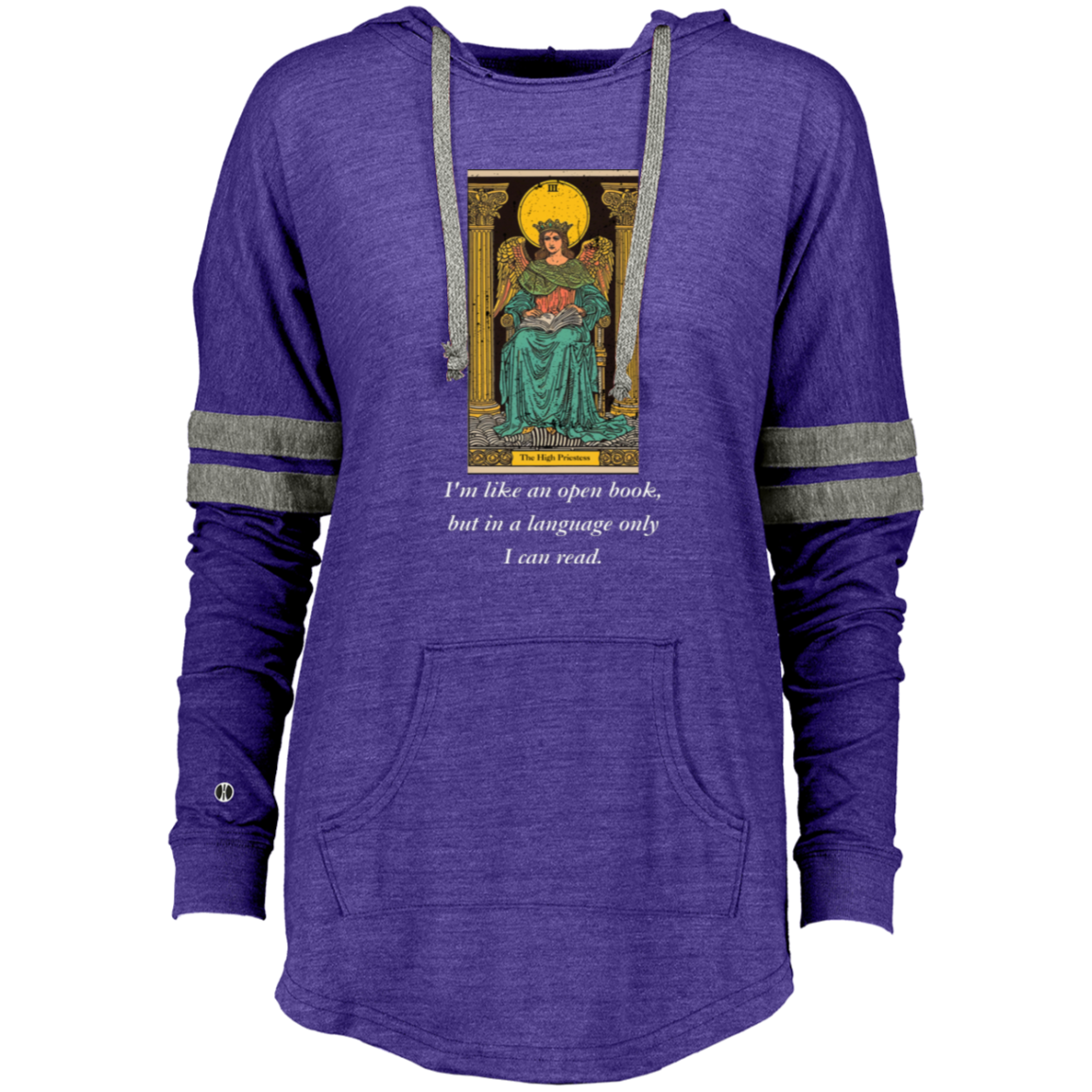 Funny the high priestess women's purple tarot card hoodie pullover from BLK Moon Shop