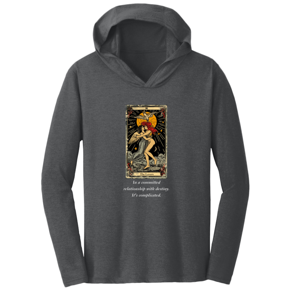 Funny, the lovers tarot card, charcoal gray men's hoodie from BLK Moon Shop