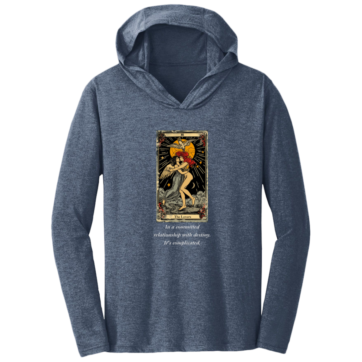 Funny, the lovers tarot card, frost navy men's hoodie from BLK Moon Shop