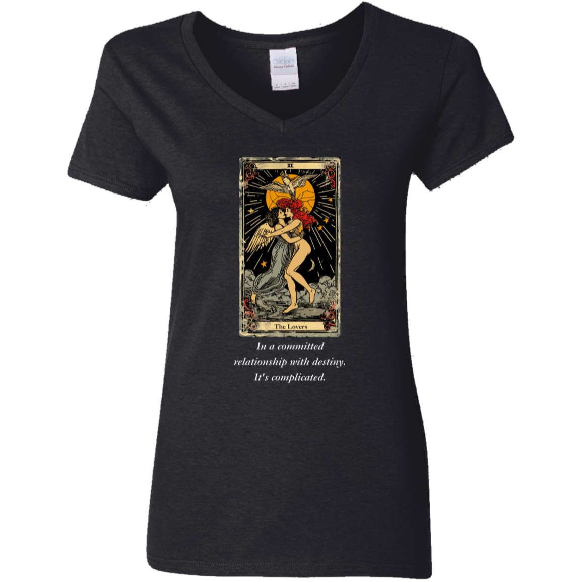Funny the lovers women's black tarot card T shirt from BLK Moon Shop