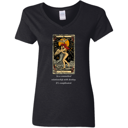 Funny the lovers women's black tarot card T shirt from BLK Moon Shop