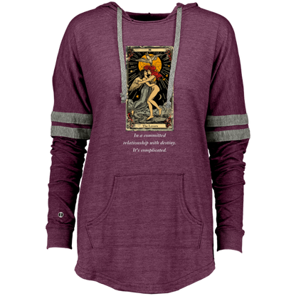 Funny the lovers women's maroon tarot card hoodie pullover from BLK Moon Shop