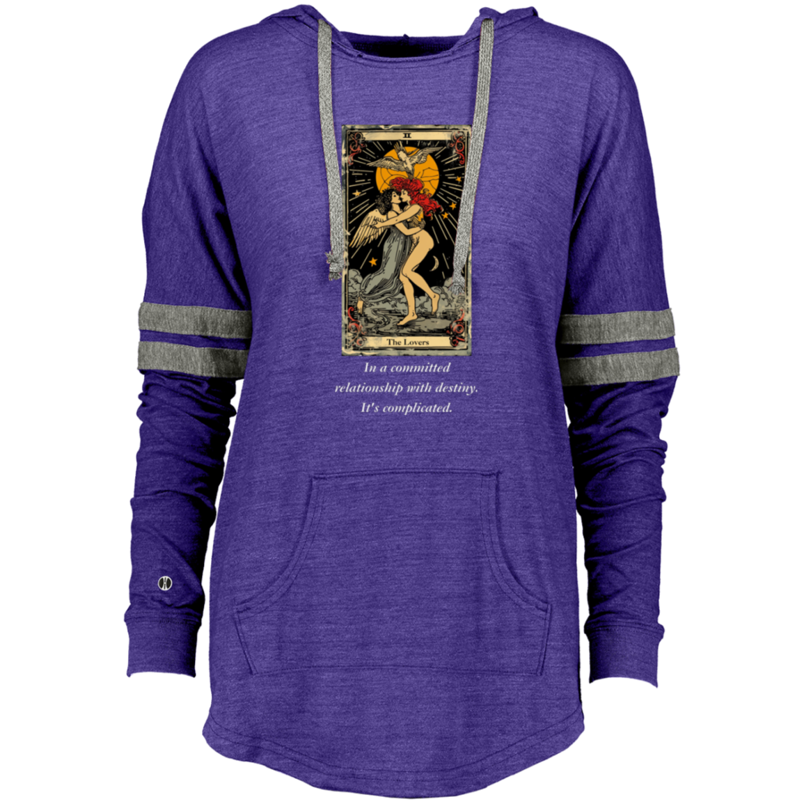 Funny the lovers women's purple tarot card hoodie pullover from BLK Moon Shop