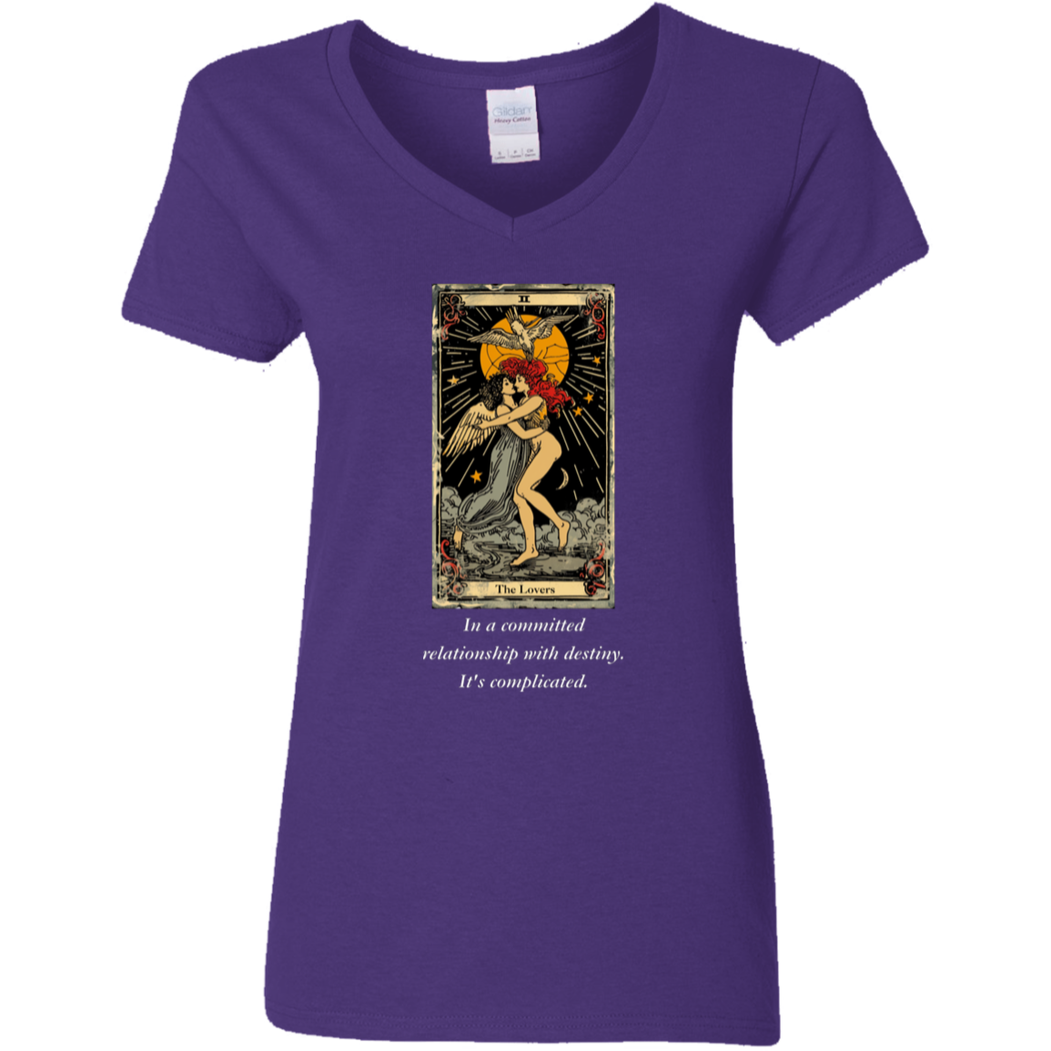 Funny the lovers women's purple tarot card T shirt from BLK Moon Shop