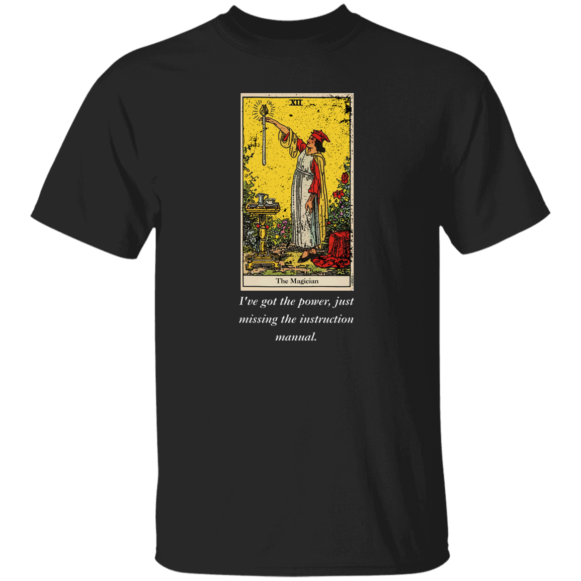 Funny the magician men's black tarot card T shirt from BLK Moon Shop