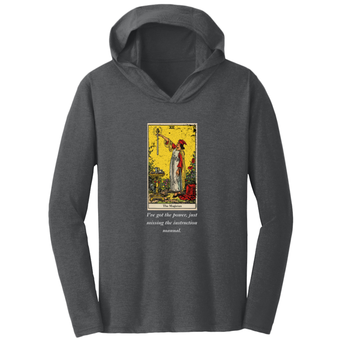 Funny, the magician tarot card, Charcoal Gray men's hoodie from BLK Moon Shop