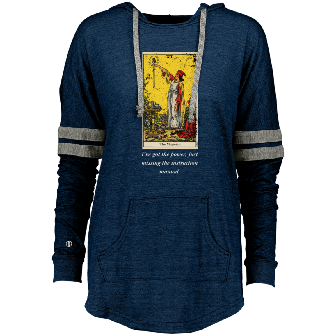 Funny the magician women's navy tarot card hoodie pullover from BLK Moon Shop