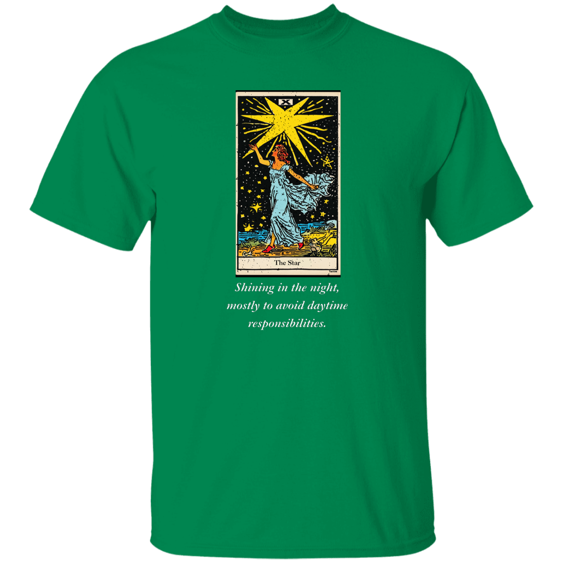 Funny, the star men's green tarot card T shirt from BLK Moon Shop