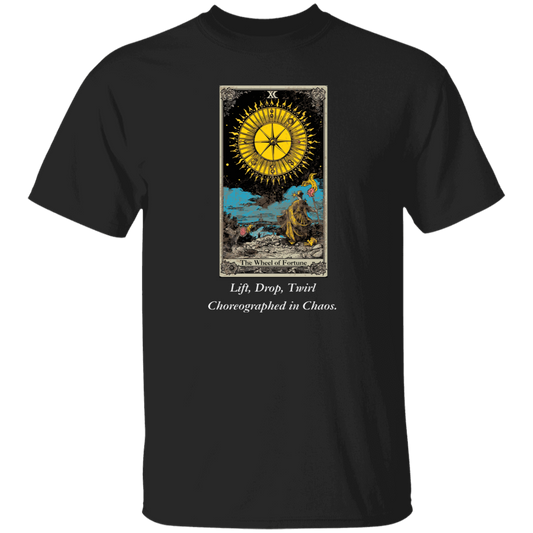 Funny, the wheel of fortune men's black tarot card T shirt from BLK Moon Shop