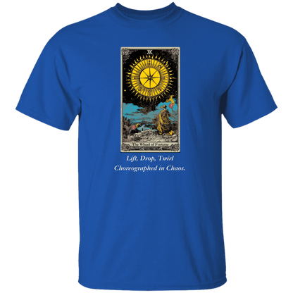 Funny, the wheel of fortune men's blue tarot card T shirt from BLK Moon Shop