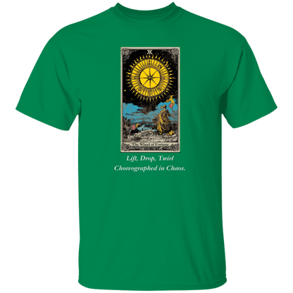Funny, the wheel of fortune men's green tarot card T shirt from BLK Moon Shop