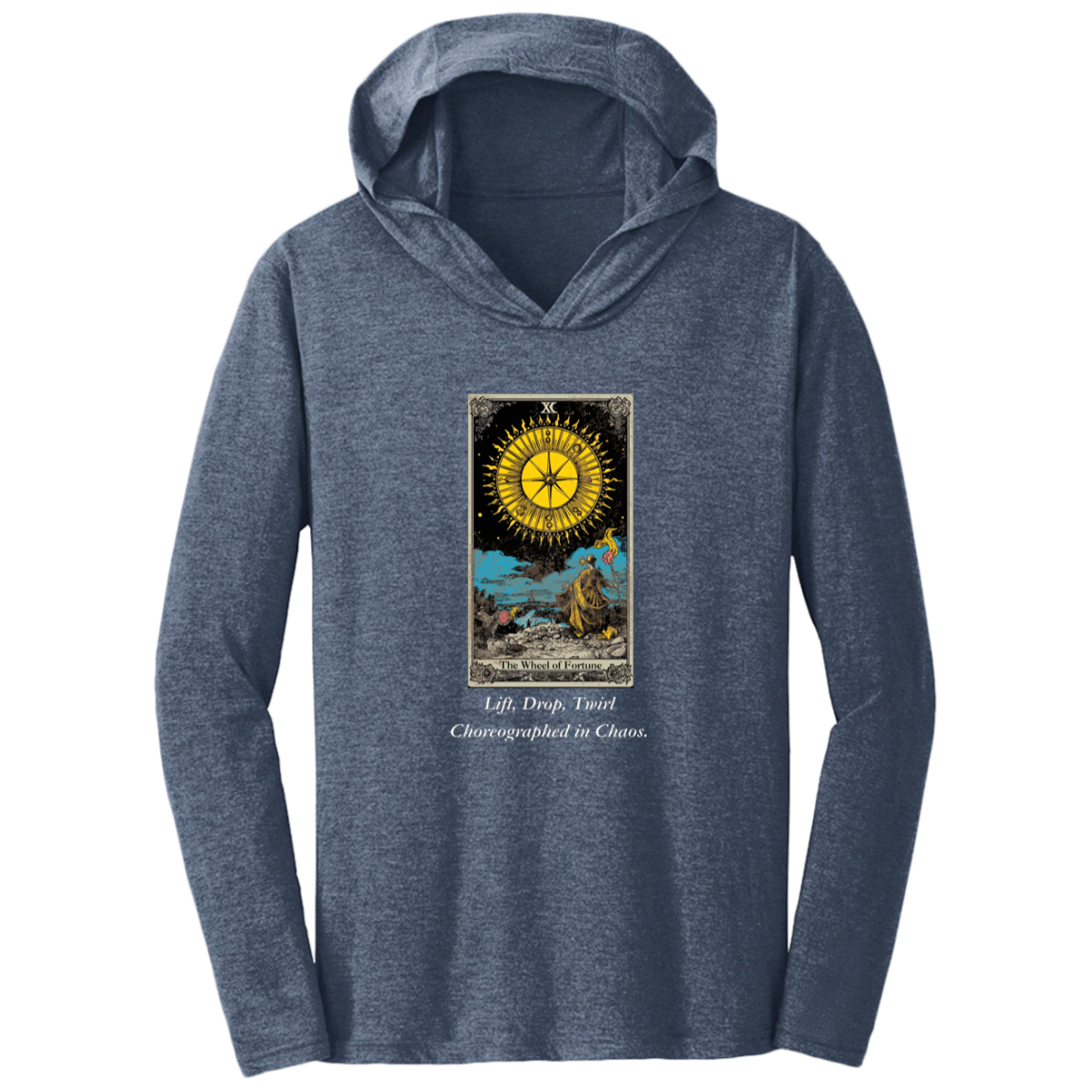 Funny, the wheel of fortune tarot card, frost navy men's hoodie from BLK Moon Shop
