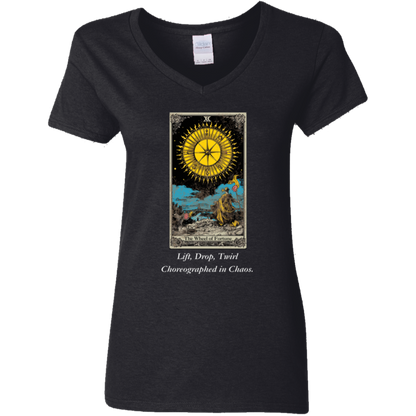 Funny the wheel of fortune women's black tarot card T shirt from BLK Moon Shop