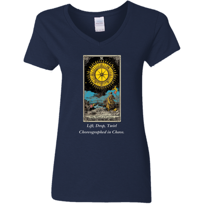 Funny the wheel of fortune women's navy tarot card T shirt from BLK Moon Shop