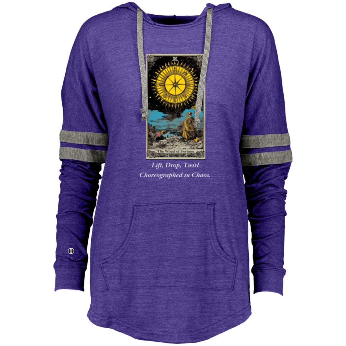 Funny the wheel of fortune women's purple tarot card hoodie pullover from BLK Moon Shop