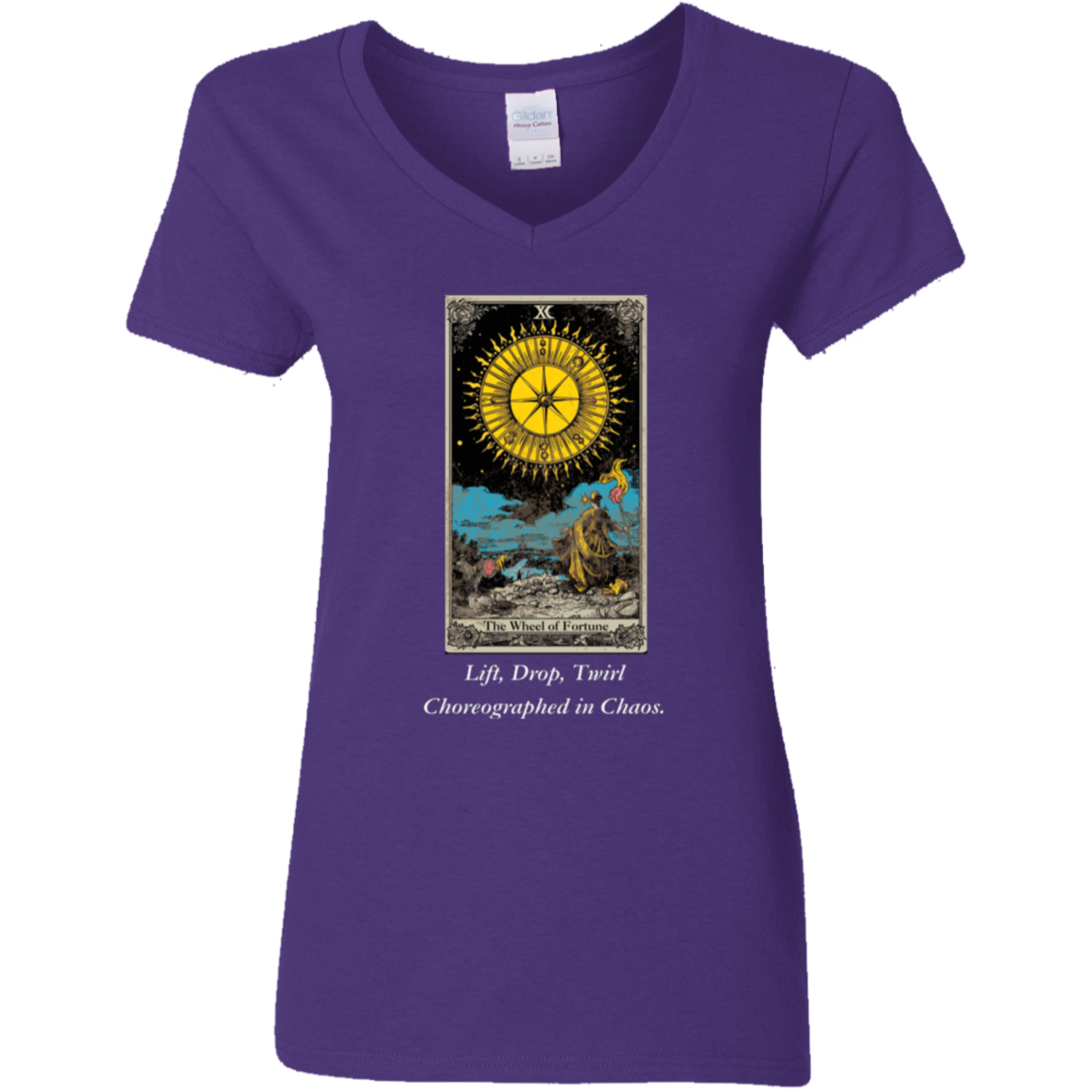 Funny the wheel of fortune women's purple tarot card T shirt from BLK Moon Shop