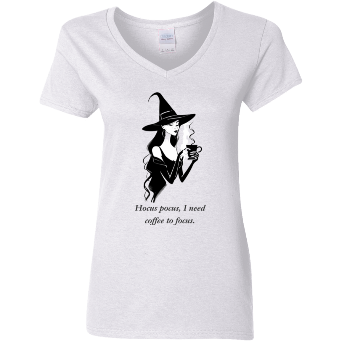 Hocus Pocus I need coffee to focus white graphic design t-shirt from blk moon shop. 
