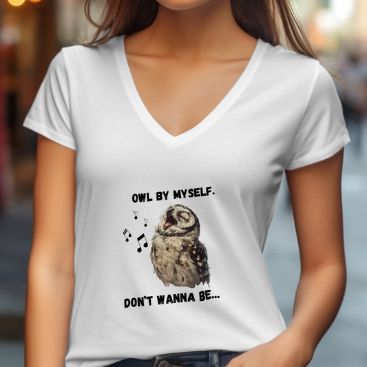 Owl By Myself - Women's Funny T-Shirt