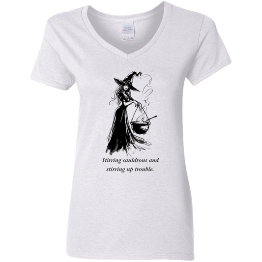 Stirring cauldrons and stirring up trouble. Women's white graphic T shirt  from BLK Moon Shop