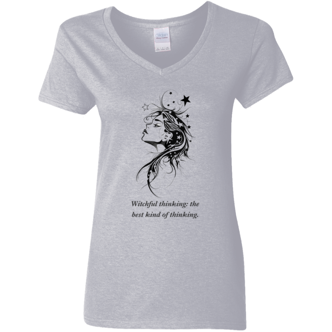 Witchful thinking the best kind of thinking gray graphic design t-shirt from blk moon shop. 