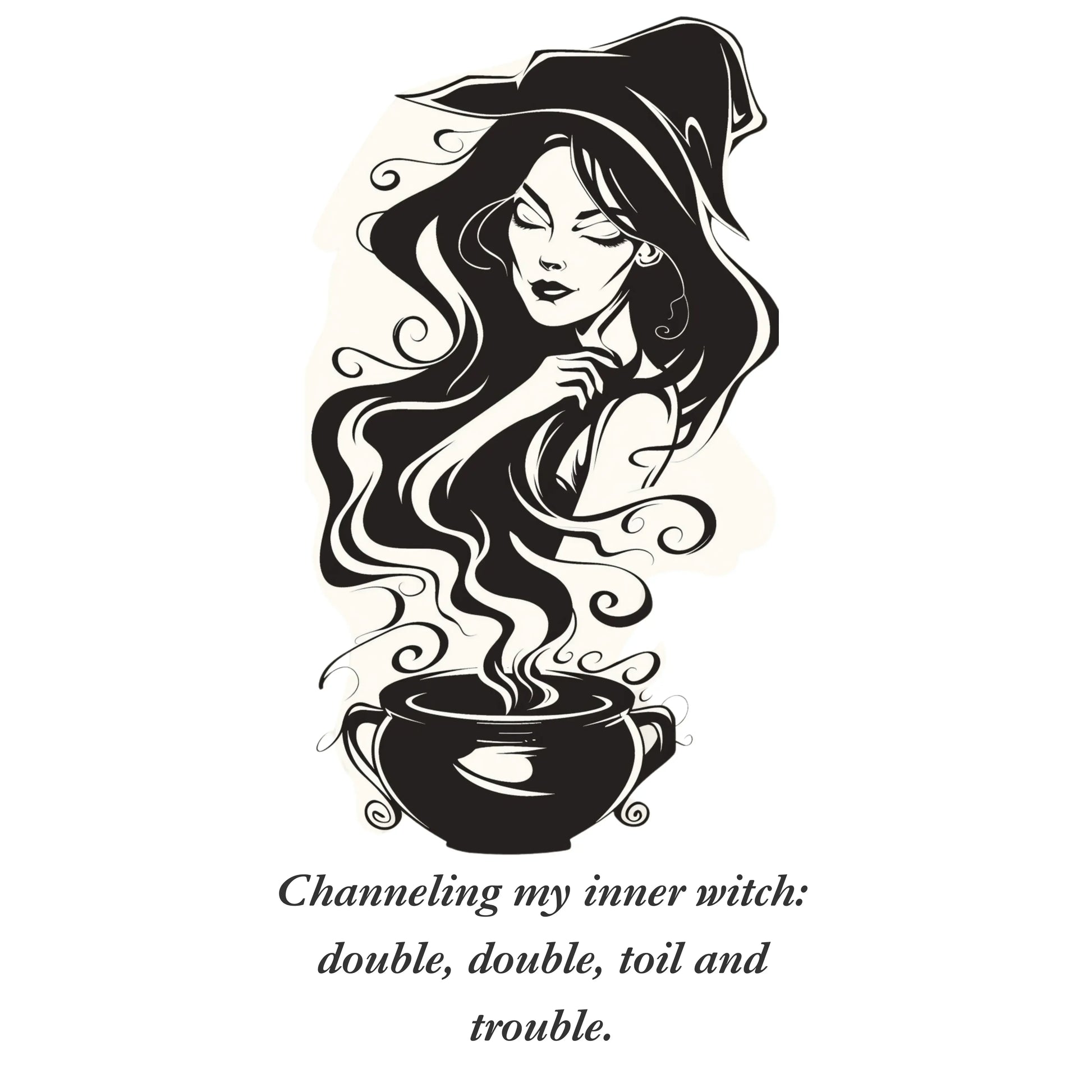 Channeling my inner witch double double toil and trouble graphic design from BLK Moon shop.