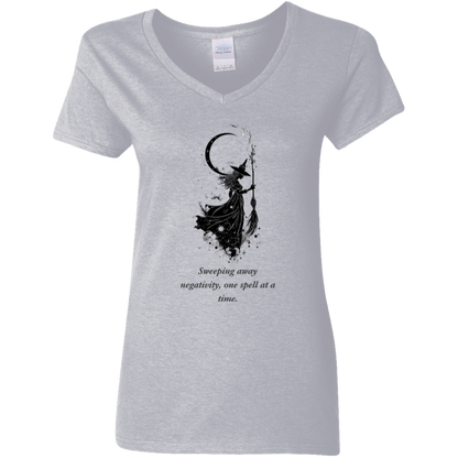 Sweeping away negativity one spell at a time. Gray T shirt from BLK Moon shop.