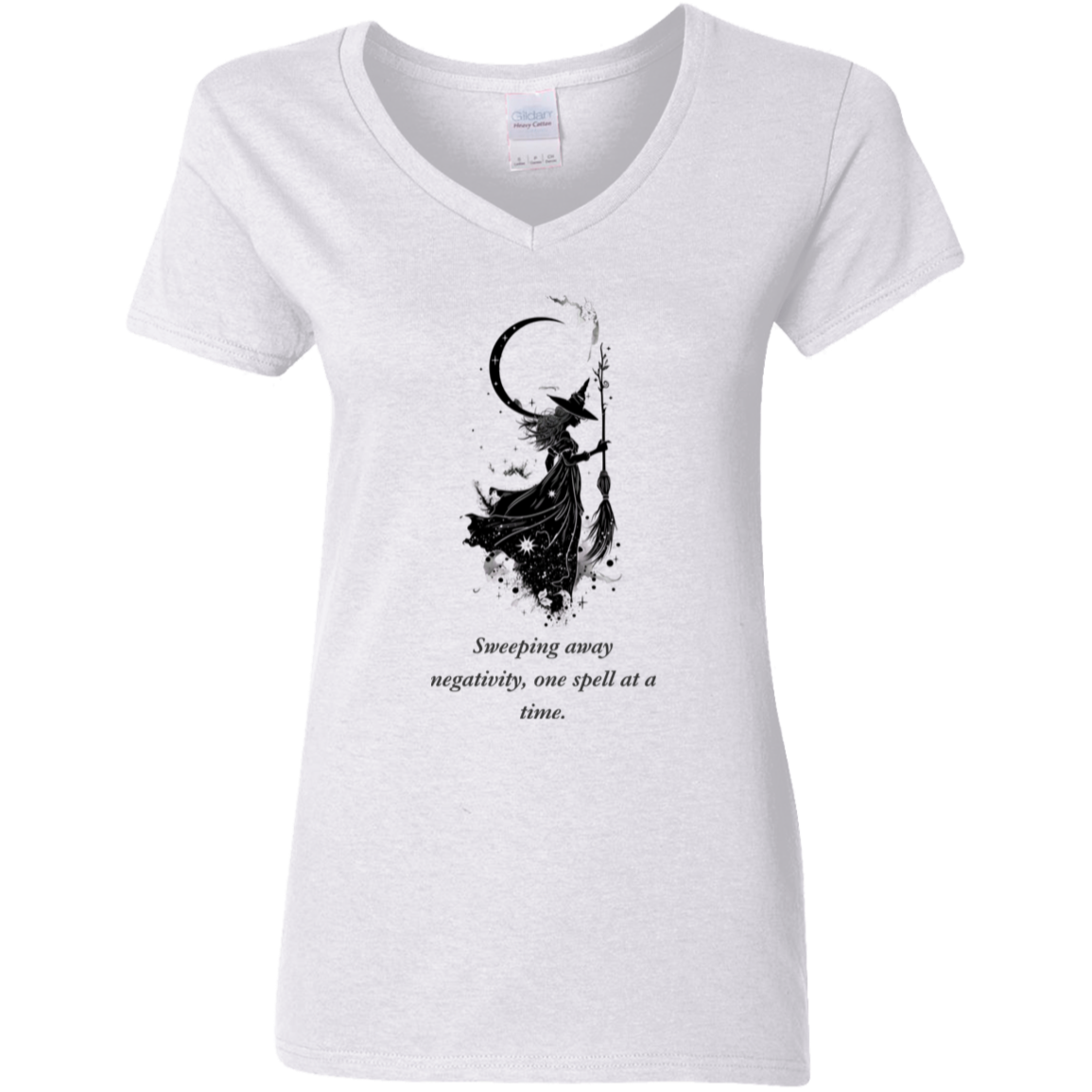 Sweeping away negativity one spell at a time. White T shirt from BLK Moon shop.
