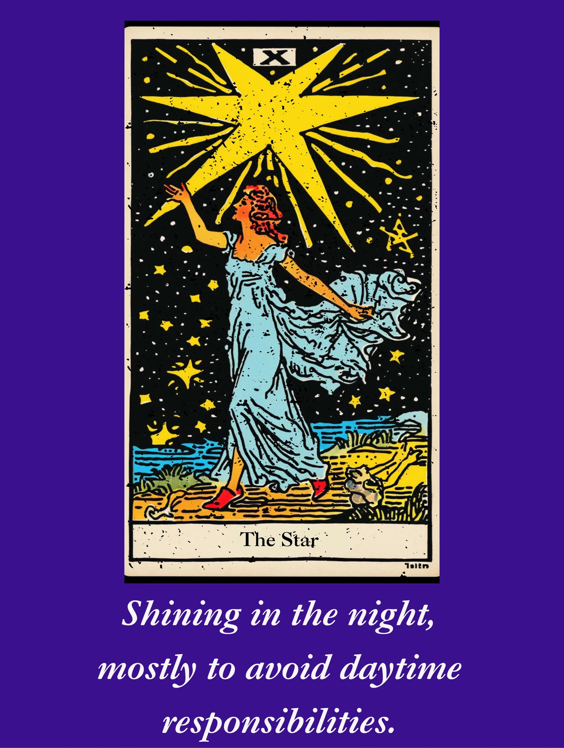 The star carol card shining in the night, mostly to avoid daytime responsibilities, graphic design 2. from BLK Moon Shop